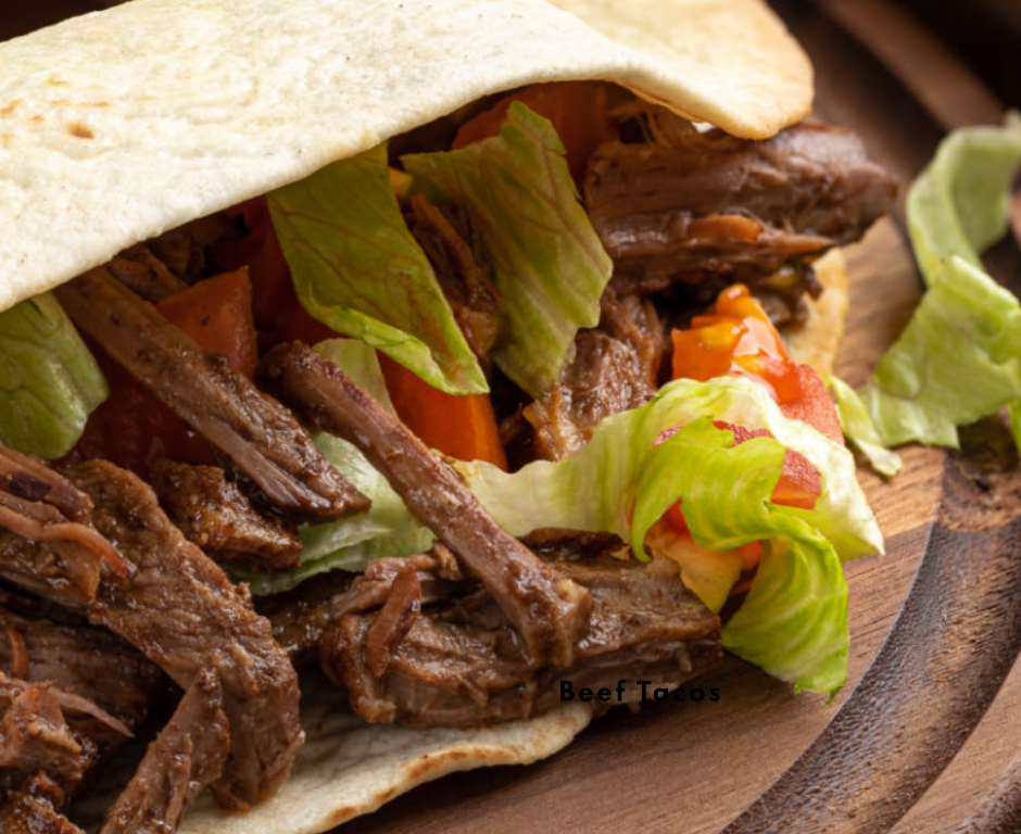 Image featuring a selection of tortilla options, including corn tortillas, flour tortillas, and whole wheat tortillas, beautifully displayed alongside a plate of beef tacos with various toppings and garnishes