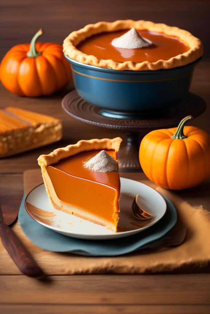  A written recipe for pumpkin pie, with instructions for baking and serving the pie. The ingredients for the pie filling are listed, as well as the steps for baking the pie and serving it.